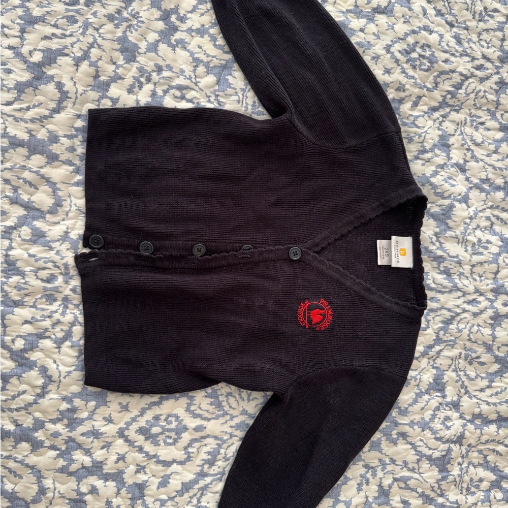 Black Cardigan with Red Logo